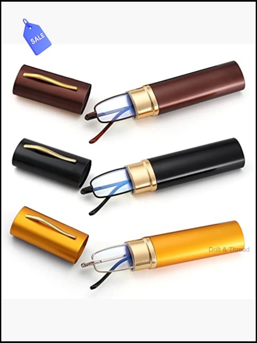 3 Pack Blue Light Blocking Reading Glasses Slim Pocket Spring Hinge Metal Frame